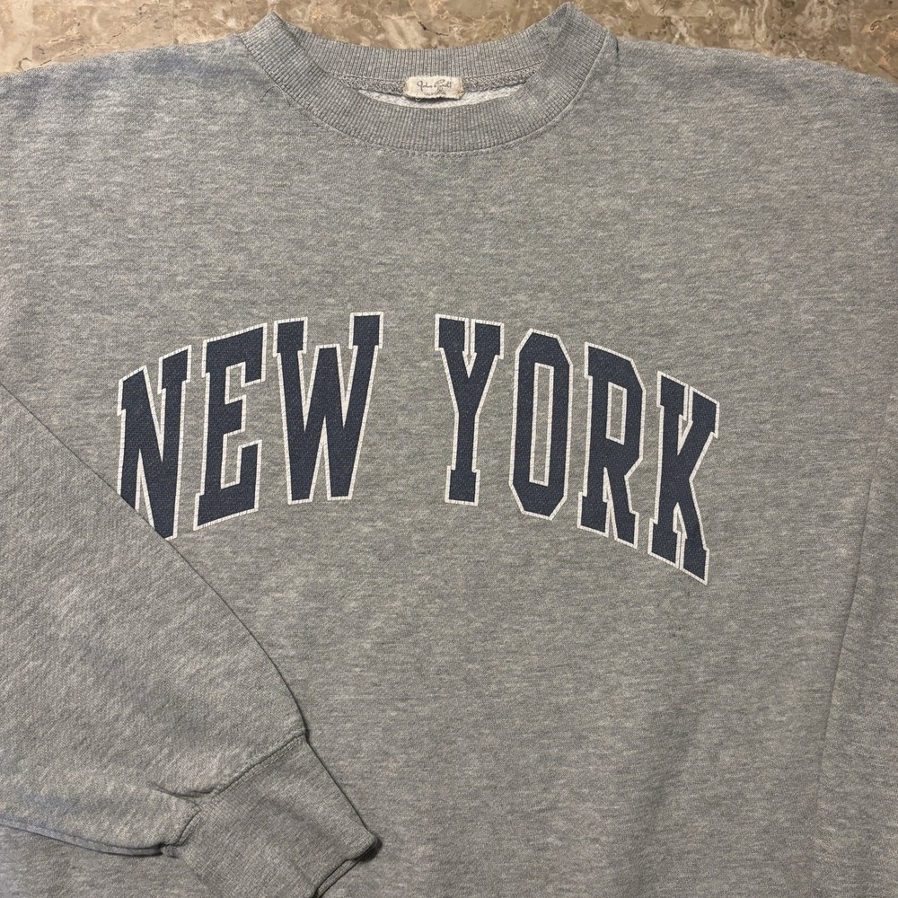 Brandy Melville Sweatshirt Womens One Size New York Crew Grey Oversized Cotton